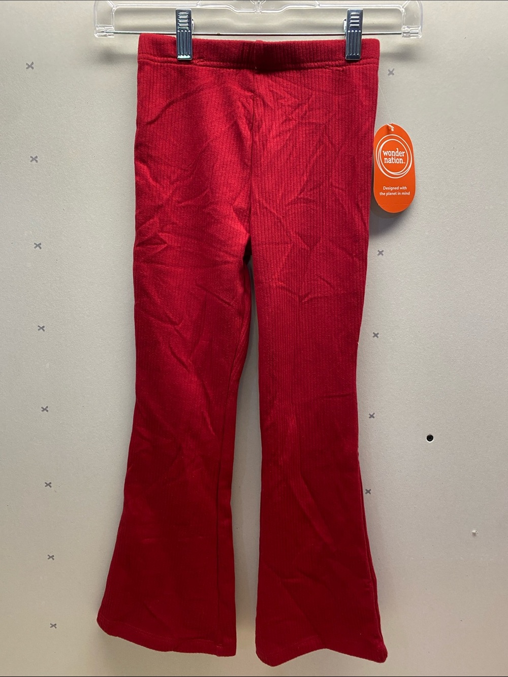 wonder nation Red Ribbed Flared Leggings